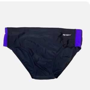 NWT Sporti Men's Black and Purple Swim Briefs
